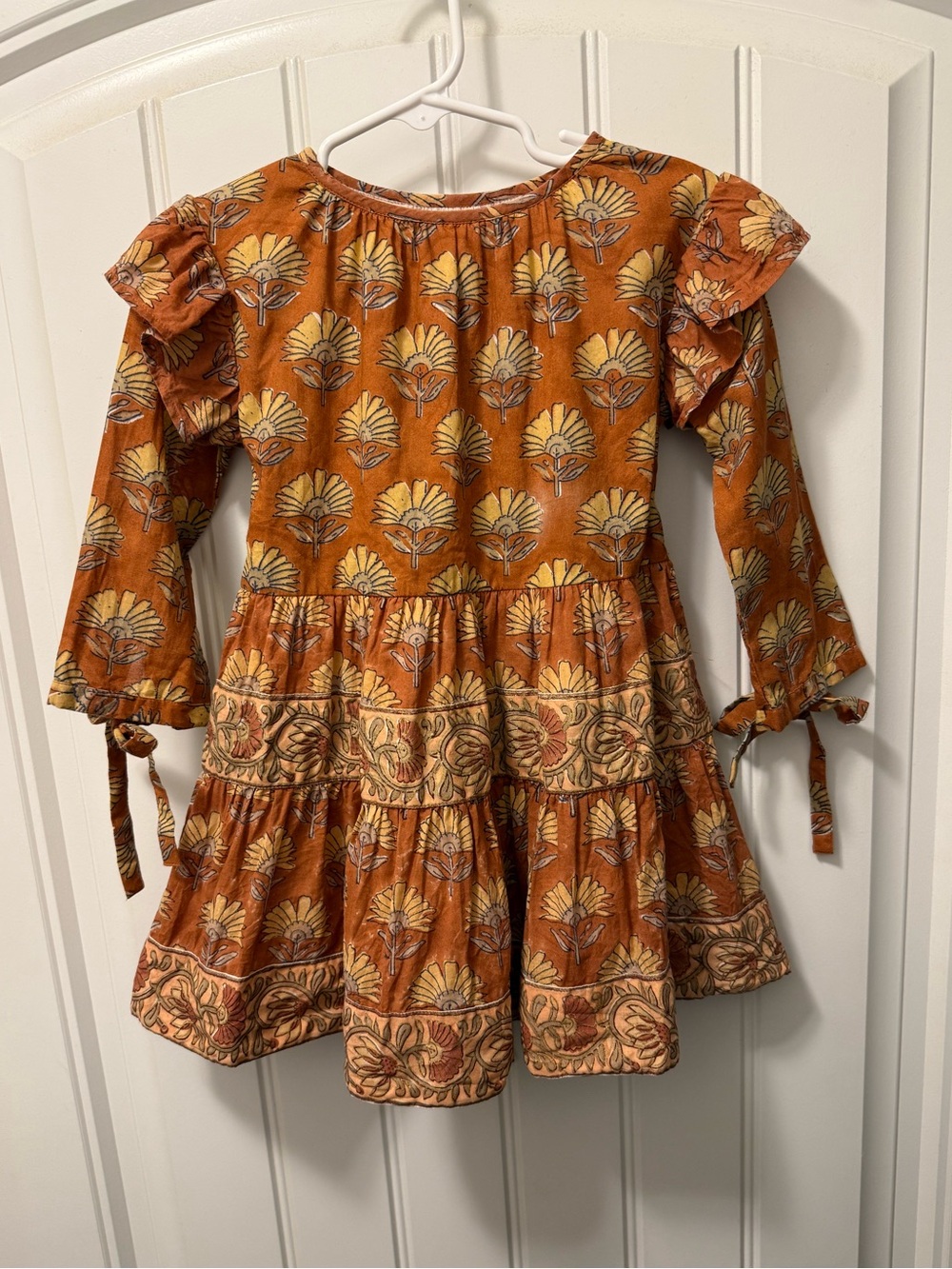 Victoria Dunn Burnt Orange & Cream Floral Dress